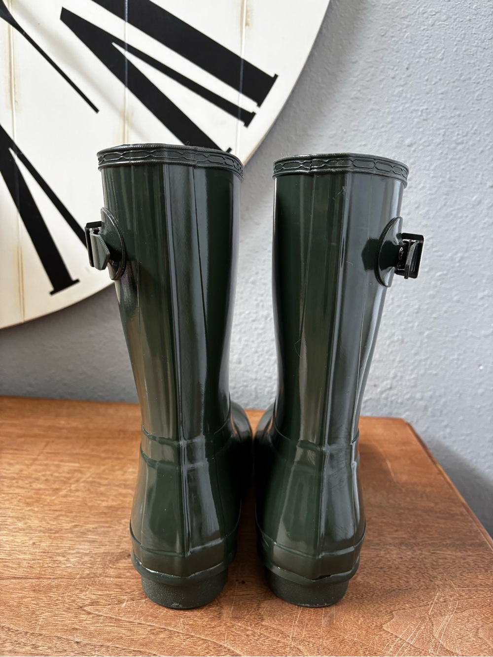 Hunter Women Glossy Dark Green Rain Boots 9 - Picture 8 of 10